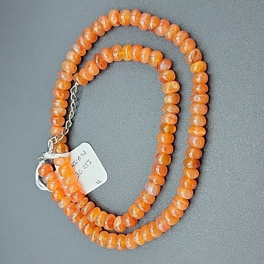 730 Cts Natural Orange Carnelian Round Rondelle Beads Gemstone Beaded Necklace - Picture 8 of 9